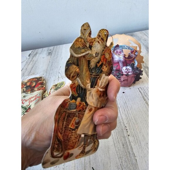 Merrimack cardboard paper Santa ornament set unique decor Xmas tree - Picture 13 of 16